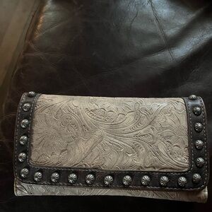 Embossed Wallet with Stud Accents